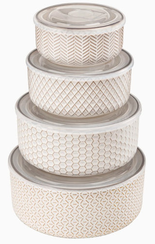Ceramic Nesting Bowls with Lids