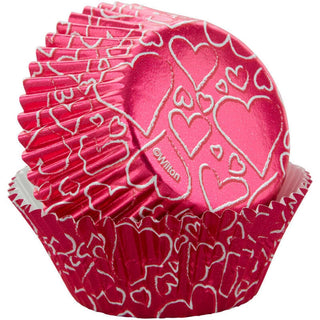 Pink Foil Heart Baking Cups
